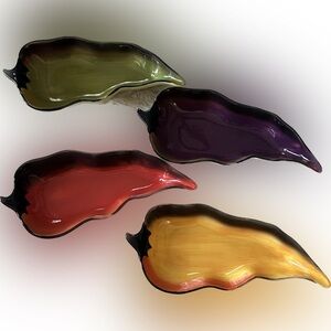 CLAY ART | Set of 4 Pepper Salsa/Dip Bowls Mexican Party appetizer hors d'oeuvre
